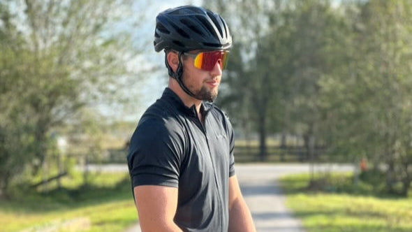 Marathon Prescription Sports Sunglasses waerning before cycling
