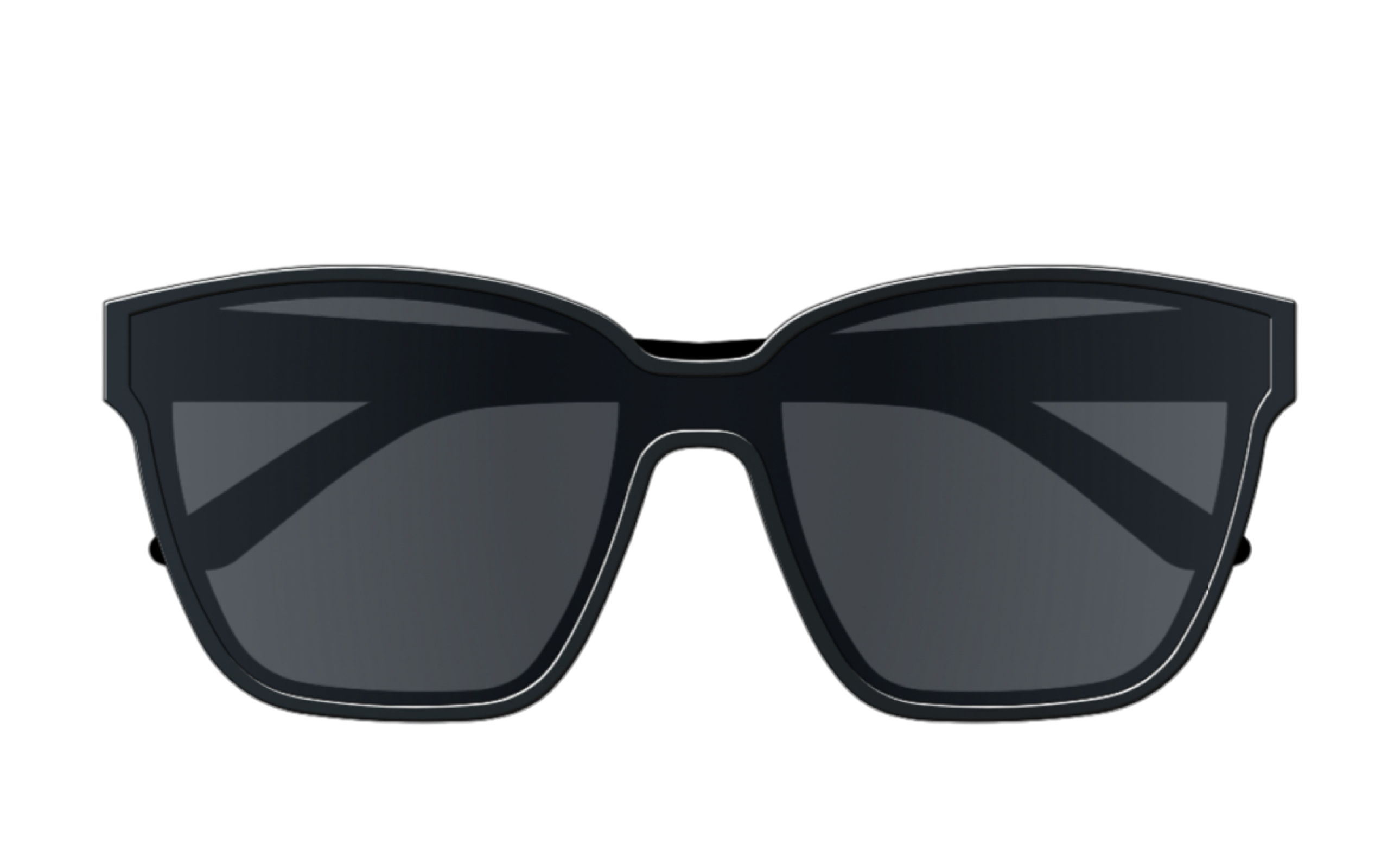 A pair of black-framed sunglasses featuring reflective silver lenses, resting on a flat surface.