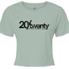 Black Camo Ladies Crop T-Shirt STONEWASH GREEN - FRONT